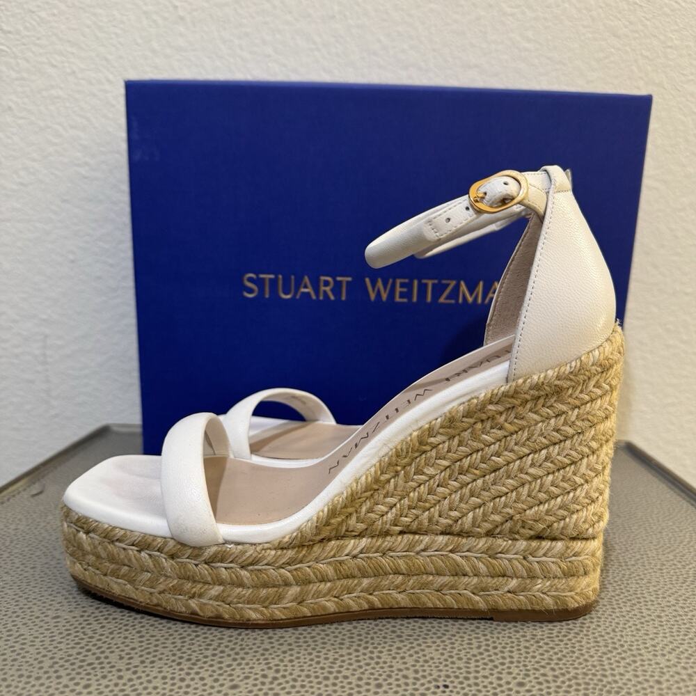 Stuart Weitzman Women's White Nudist Wedge Espadrille Sandal Shoes Size 6.5 - Picture 9 of 16